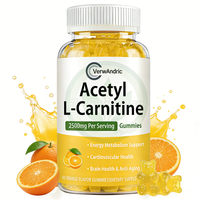 Suplementos de Acetil L-Carnitina OEM en Gomitas Sin Azúcar para Adultos, Apoyo Energético, Salud Cerebral, Concentración, Claridad, Metabolismo de Grasas, 60 Unidades