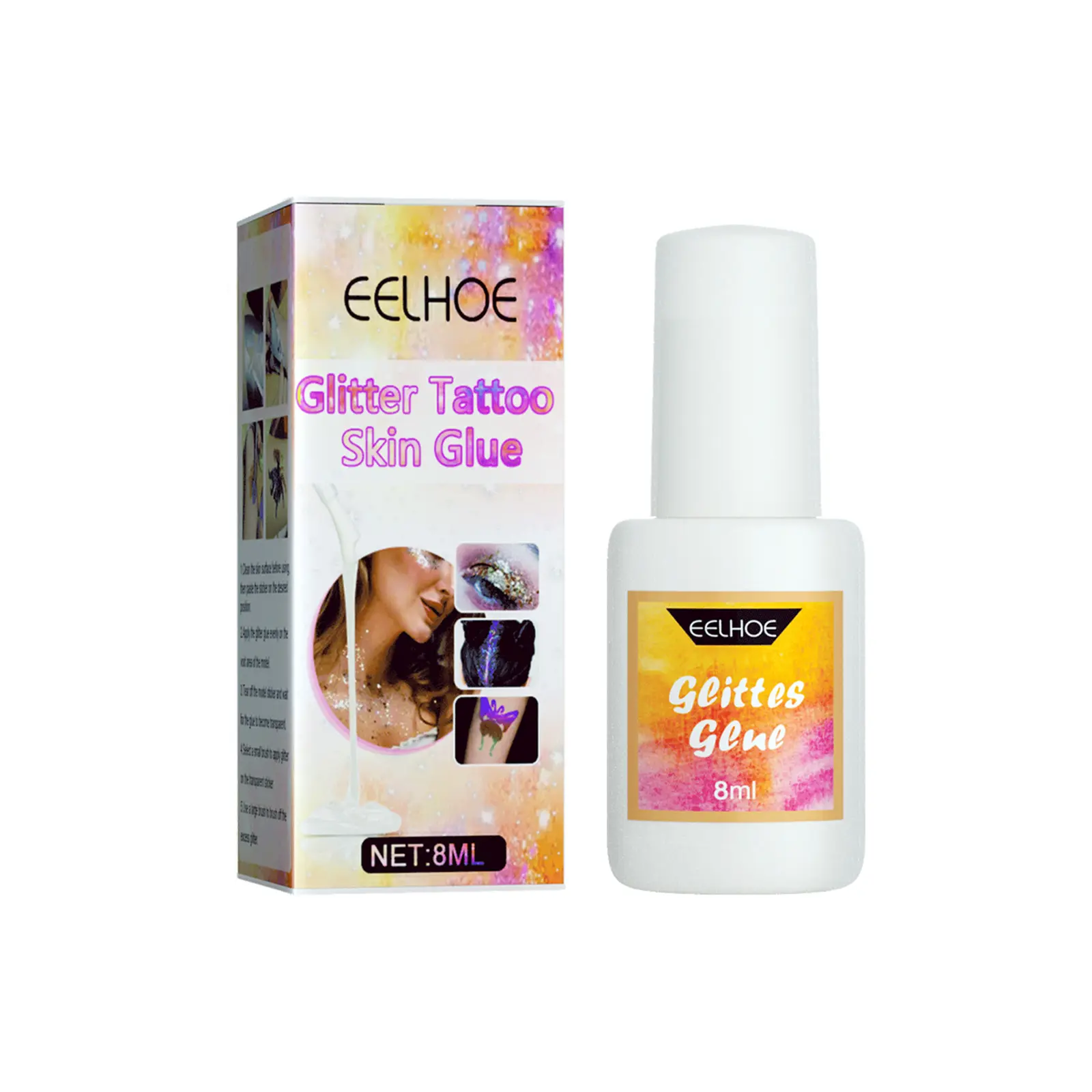 EELHOE Flash Tattoo Skin Glue Face Body Skin Flash Tattoo Eye Makeup Painted Tattoo Skin Glue K1