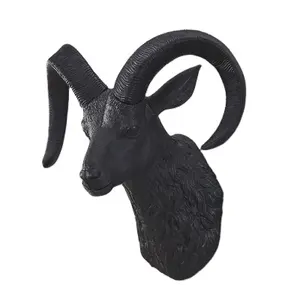 树脂动物头装饰山羊黑头壁挂架酒吧装饰工艺品礼品