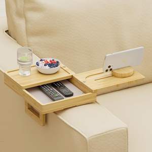 New Product Bamboo Sofa Arm <strong>Tray</strong> Couch Snack Holder Caddy Bar Arm <strong>Table</strong> Organizer Armrest Organizer Anti-Slip <strong>Tray</strong> - Product Image 1