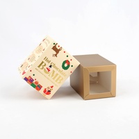 Boîte en carton carrée personnalisée pour bougies de Noël avec fenêtre transparente, emballage cadeau artisanal pour bougies parfumées, logo personnalisé