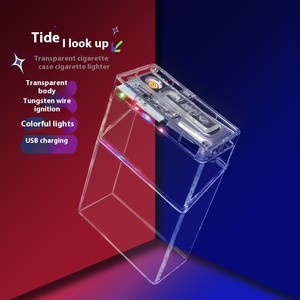 Vỏ trong suốt có thể sạc lại nhẹ hơn rõ ràng ánh sáng lên lật Bìa chịu áp lực Tích hợp 20-Piece thuốc Lá Trường hợp nhựa - Product Image 3