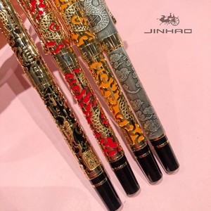 Pluma Estilográfica de Alta Calidad, Diseño Personalizado de Lujo, Tinta para Caligrafía, Regalo, <span class=keywords><strong>Jinhao</strong></span> 5000, Color Albaricoque y Dragón Dorado del Año Nuevo Chino - Product Image 3