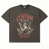 T-shirts coupe ample pour hommes, 300 g/m², 100 % coton, gris délavé au soleil, imprimé graphique effet mites, t-shirt surdimensionné épais