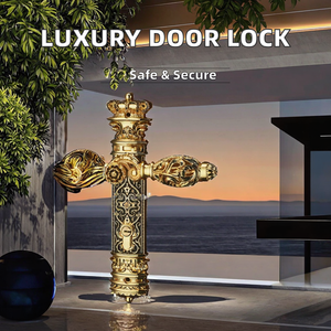उच्च गुणवत्ता वाले जस्ता मिश्र धातु कुंजी संचालित लक्जरी ठोस लकड़ी का दरवाजा हैंडल, इनडोर बेडरूम के उपयोग के लिए उच्च सुरक्षा के साथ - Product Image 2