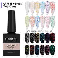 Top Coat Professionnel Velours Scintillant Français Sans HEMA Sans TPO Végétalien Écologique Sans Résidu Gel Polish Velours Sans Essuyage pour Salon