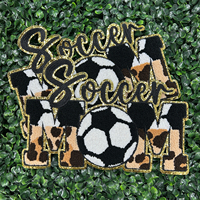 Nouveau design patchs en chenille pour maman de football logo personnalisé patch de broderie en chenille lettre de football maman patchs à repasser pour vêtements