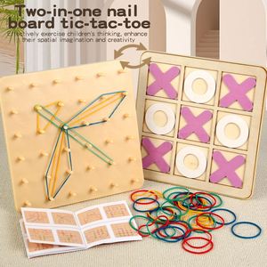 Rompecabezas STEM para Niños, Tablero Geométrico de Doble Cara, Manipulativo Matemático 2 en 1, Juego de Tres en Raya de Madera - Product Image 5