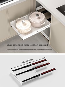 Cesta telescópica esquinera extraíble <span class=keywords><strong>de</strong></span> una sola capa para cocina, esencial para renovación <span class=keywords><strong>de</strong></span> gabinetes profundos, almacenamiento tipo cajón - Product Image 5
