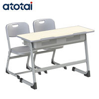 Bureaux et chaises doubles en métal modernes et durables de haute qualité, plateau en bois, 2 tiroirs, confortables, garantie 5 ans, école, maison, bureau