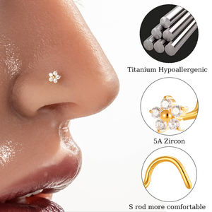 HENGSEN G23 titane nez goujon S en forme de <span class=keywords><strong>narine</strong></span> vis nez <span class=keywords><strong>Piercing</strong></span> <span class=keywords><strong>bijoux</strong></span> coeur fleur nez <span class=keywords><strong>bijoux</strong></span> pour femmes - Product Image 2