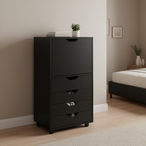 ตู้เก็บของสูง 5 ลิ้นชัก รุ่นดีบี ฮาลิแฟกซ์ สีดำ ตู้เก็บของในห้องนอนสไตล์โมเดิร์น ขนาด 33x15x85 ซม. ตู้ไม้ - Product Image 2