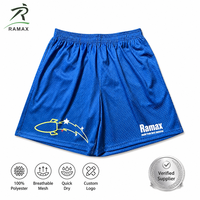 Pantalones Cortos Deportivos RAMAX de Malla Azul para Hombre, 100% Poliéster, Transpirables, para Baloncesto y Gimnasio, con Logotipo Personalizado, Ropa Deportiva Urbana, Venta al Por Mayor