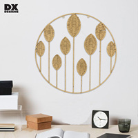 Décoration murale en feuilles de métal et de rotin faite à la main DX Designs - Prix d'usine, art mural tissé circulaire bohème pour salon
