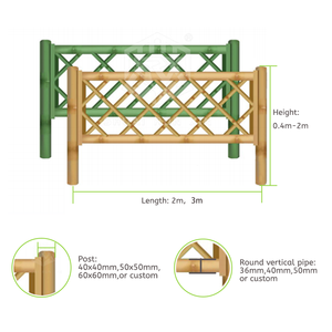 Paneles de valla de bambú artificial respetuosos con el medio ambiente SRX, puertas de entrada, marcos de metal de PVC inoxidable, <span class=keywords><strong>madera</strong></span> tratada a presión química - Product Image 4