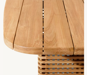 Table moderne en teck massif artisanale unique et de couleur brune pour patio, mobilier de jardin extérieur, meubles en bois faits à la main - Product Image 3