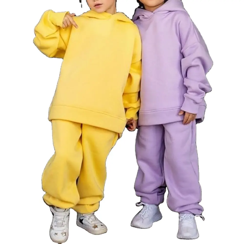 ملابس شتوية مخصصة عالية الجودة للأطفال للخريف 2 طقم بغطاء رأس ، ملابس أولاد للجنسين ، بدلة رياضية من الصوفي التقني للأطفال