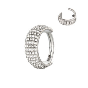 Mode boucle d'oreille Piercing bijoux charnière Segment cerceau anneau ASTM F136 titane bumped coupe côté grand cerceau anneau bijoux femmes hommes - Product Image 2