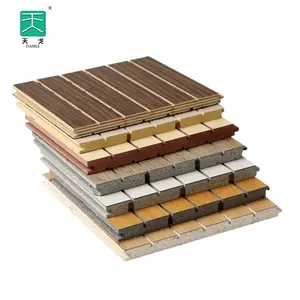 Azulejos de techo acústicos de madera ranurada TianGe Paneles de pared ACÚSTICOS DE PRUEBA DE soumd de madera