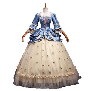 GY040 Robe <span class=keywords><strong>de</strong></span> spectacle <span class=keywords><strong>de</strong></span> style cour français, Costume <span class=keywords><strong>de</strong></span> scène <span class=keywords><strong>de</strong></span> conte <span class=keywords><strong>de</strong></span> fées, Tenue théâtrale gris-bleu pour spectacles, défilés et voyages - Product Image 5