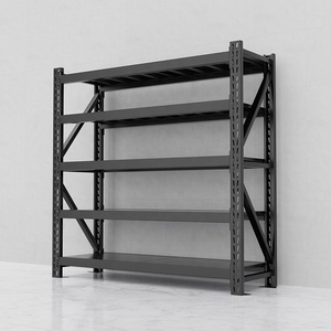 Étagères métalliques robustes sur mesure à plusieurs niveaux, capacité de 600 kg/étagère, pour garage, entrepôt, unité de stockage, <span class=keywords><strong>rayonnage</strong></span> empilable, couleur noire - Product Image 1