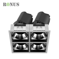 Double Tête Réglable Rotatif COB 7W * 3 Spot Down Light Encastré Rectangulaire LED Downlight