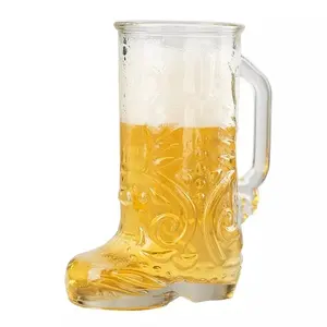 Copo de vidro transparente personalizado para cerveja, bota de cowboy de cristal de 1,5 litros, novo design, estética personalizada