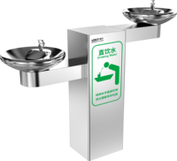 Fontaine à eau extérieure double bassin en acier inoxydable avec distributeur et pétillant pour parcs et écoles