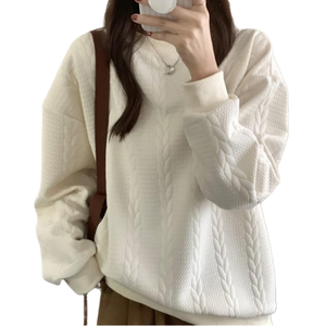Women Oversized Crew Neck Sweatshirt Gray Fleece Pullover <b>Hoodie</b> Drop Shoulder Regular Sleeve Casual Streetwear Breathable - Product Image 1