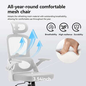 Chaise de <span class=keywords><strong>bureau</strong></span> ergonomique de direction, pivotante, entièrement en maille rouge, dossier haut, confortable, réglable, pour <span class=keywords><strong>gamer</strong></span>, de style allemand, couleur blanche - Product Image 6