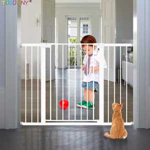 Easy Install 29-40\" Pressure Mounted Safety <strong>Gate</strong> <strong>Wood</strong> Pattern Metal Dog <strong>Gate</strong> for <strong>Stairs</strong> Kitchen Usage - Product Image 6