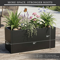 Jardinière d'extérieur JH-Mech antirouille pour plantes, rectangulaire profonde avec trou de drainage, robuste et durable, en métal.