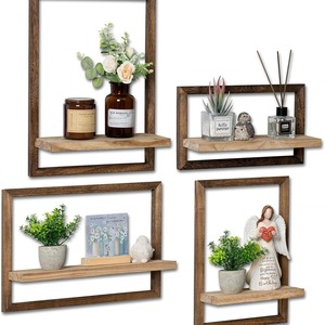 Solid Wood <b>Wall</b> <b>Mounted</b> Picture Frame <b>Shelf</b> Square Living Room Decorative <b>Shelf</b> <b>Wall</b> Flower Holder Multipurpose - Product Image 2