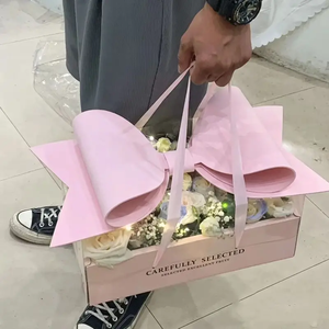 Cajas de Regalo de Flores Te Amo, Caja de Papel para Rosas del Día de la Madre y San Valentín, con Asa de Cinta, Lazo de Lujo, Cajón y Caja de PVC para Flores - Product Image 4