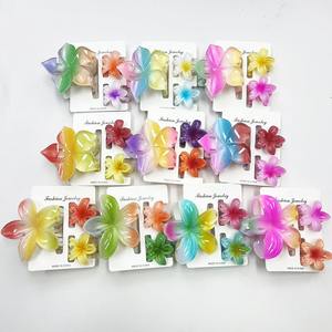 Atacado Hawaiian Hair Claw Clips Moda Flor <span class=keywords><strong>3</strong></span> peças Cabelo Garras Set Sweet Gradiente Cabelo Garras para As Mulheres - Product Image 3