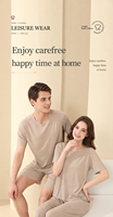 Ensemble de pyjama côtelé en soie glacée pour couple, vente en gros, comprenant un short à manches courtes pour homme et un pantalon long à col pour femme, assorti, doux et respirant