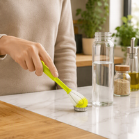 Brosse de nettoyage pour bouchons de bouteilles, en forme de U, poils en nylon, manche circulaire, pour les interstices des couvercles de bocaux, nettoyage de cuisine