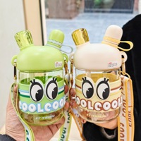 520 ml Sevimli Su Bardağı Çocuk Plastik Matara Ayı Sevimli Karikatür Çocuk Pipetli Su Şişesi