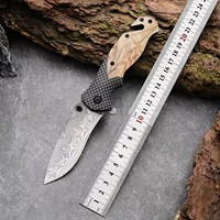 Couteau de poche multifonction portable en acier inoxydable avec lame à bord lisse pour le camping, la randonnée, la chasse, la survie, pliable