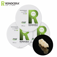 Disque de zircone dentaire Rondcera Pro-ML Advanced 1250MPa à haute résistance à la flexion pour ponts longs, dégradé naturel