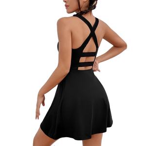 Factory Direct Großhandel Workout Tennis Wear Cross Back Designs Einfaches 2-teiliges Tennis kleid mit Shorts - Product Image 1