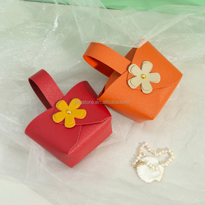 Caja de Dulces Creativa de Cuero PU para Boda, con Lazo y Flor, para Empacar Dulces y Joyas, Incluye Bolsa de Regalo - Product Image 5