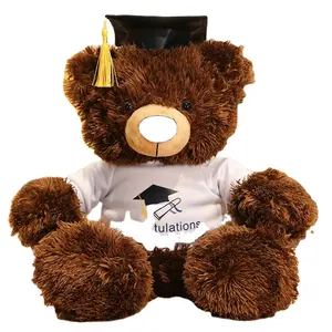 Boneka beruang teddy yang imut 45 cm, mainan mewah lembut hadiah wisuda baru, boneka beruang teddy kawaii klasik dengan kaus
