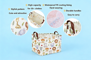 Cesto Portabiancheria Pieghevole Impermeabile per Casa con Manici, Contenitore per Vestiti di Bambini, Cesto per Biancheria Sporca - Product Image 6