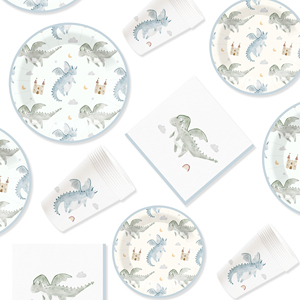 DAMAI Nuevo Juego de Vajilla Desechable con Diseño de Dinosaurios, Platos, Vasos y Servilletas de Papel para Fiestas - Product Image 5