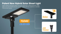 Lampe solaire de rue hybride professionnelle tout-en-un IP65 détachée 40W 66OOLM avec télécommande et détecteur de mouvement pour usage extérieur