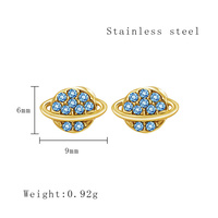 Mode bijoux fins mignon plaqué or bleu zircon boucle d'oreille délicate planète boucles d'oreilles