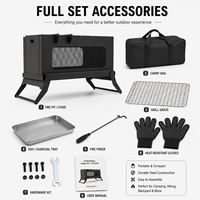 Brasero rectangulaire robuste en acier noir avec fentes pour brochettes et panneaux latéraux en treillis pour jardin