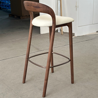 Tabouret de bar en bois massif, chaises de bar d'îlot en bois, tabourets de comptoir rembourrés en tissu, chaises de bar avec coussin en bois pour restaurant et hôtel