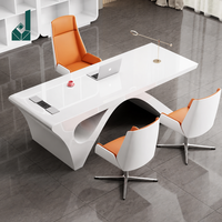 Conjunto de Escritorio y Silla de Oficina Modular, Simple, Moderno y Ecológico, Sin Ensamblaje, para Consultas Médicas y de Belleza, con Material MDF